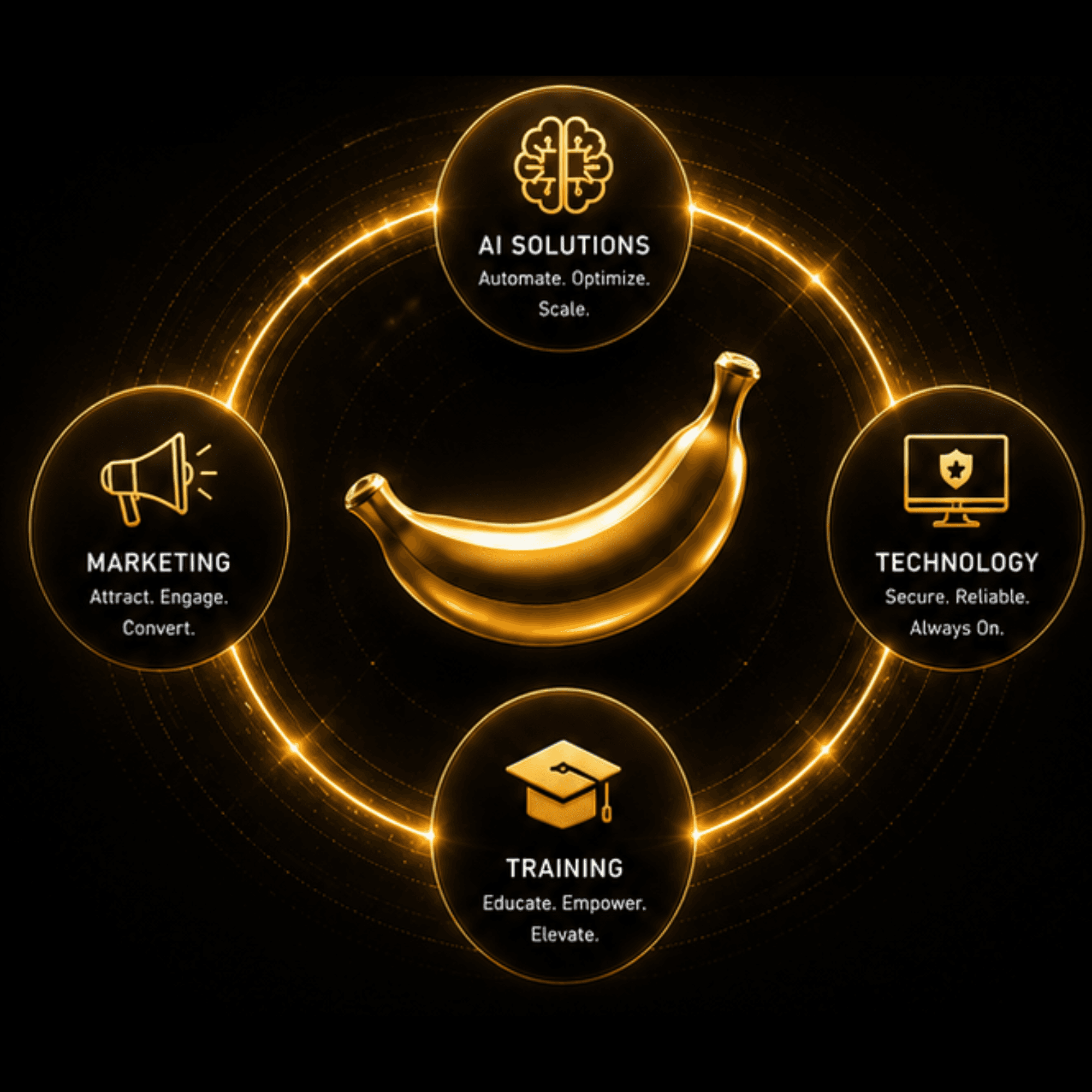 Blount Tech ecosystem diagram showing Technology, Process, Training, and Innovation pillars connected in one system